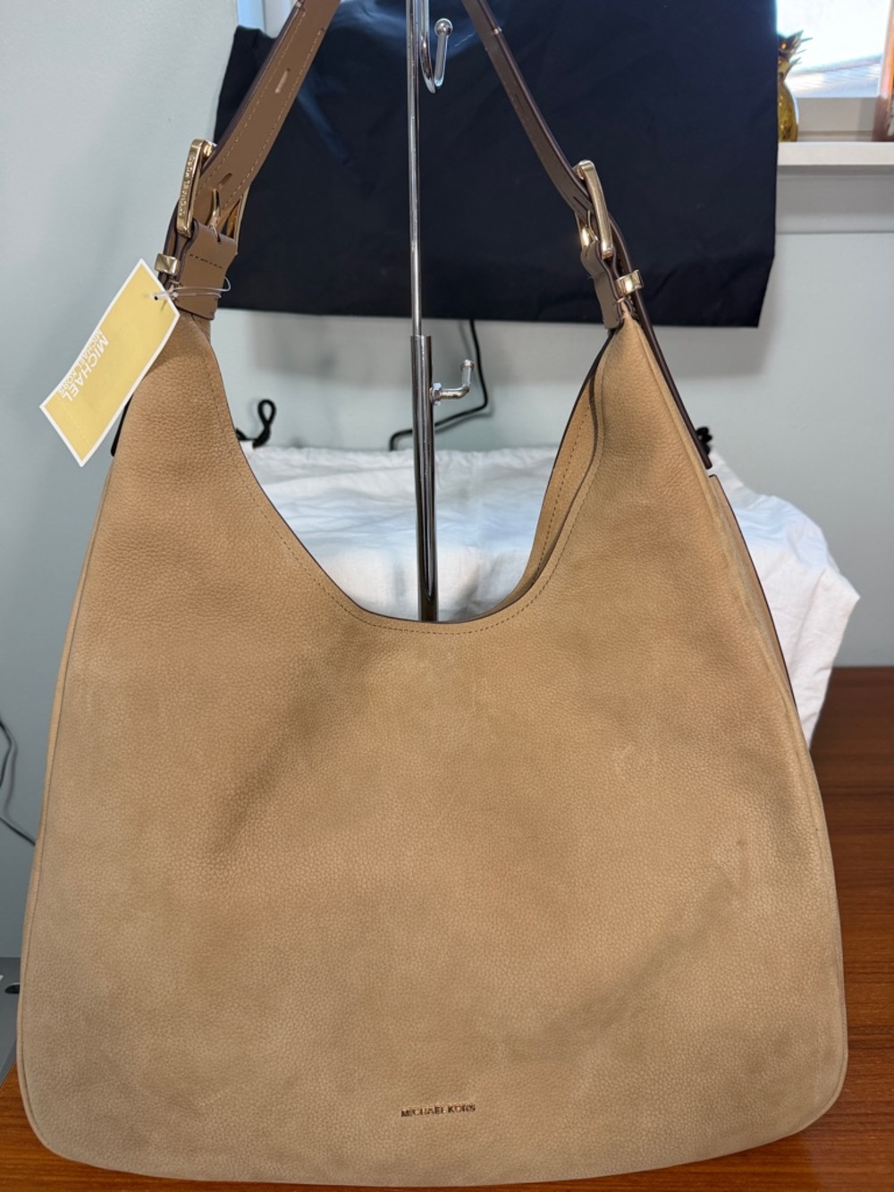 Michael Kors Suede Tan Shoulder Hobo Bag
